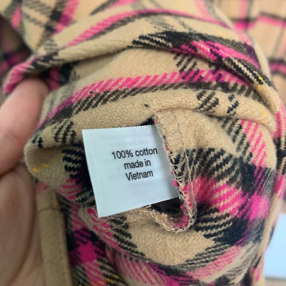 Lane Bryant Women’s Tan Pink Plaid Flannel Cotton Shacket Size 18/20 - Picture 5 of 5